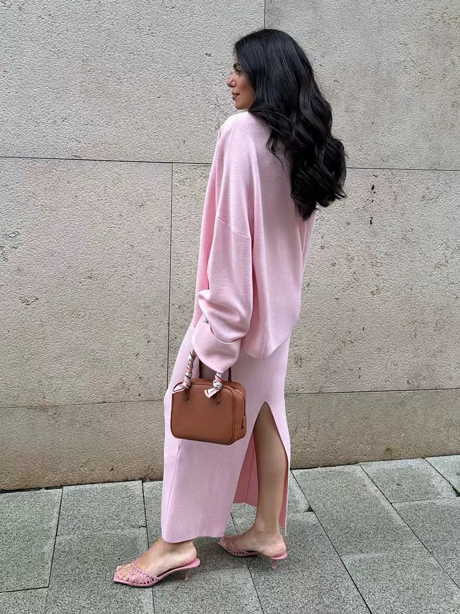 Santorini Crop Knit Set – Bequemes Set mit Crop-Top und Hose