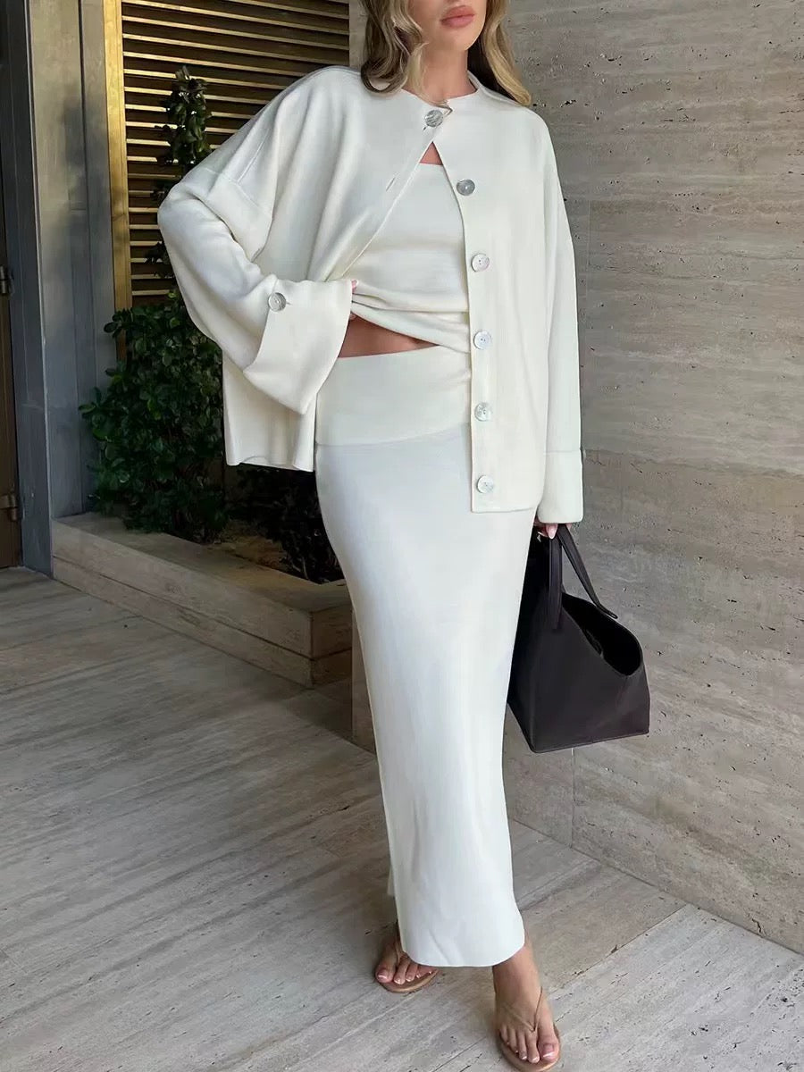 Santorini Crop Knit Set – Bequemes Set mit Crop-Top und Hose