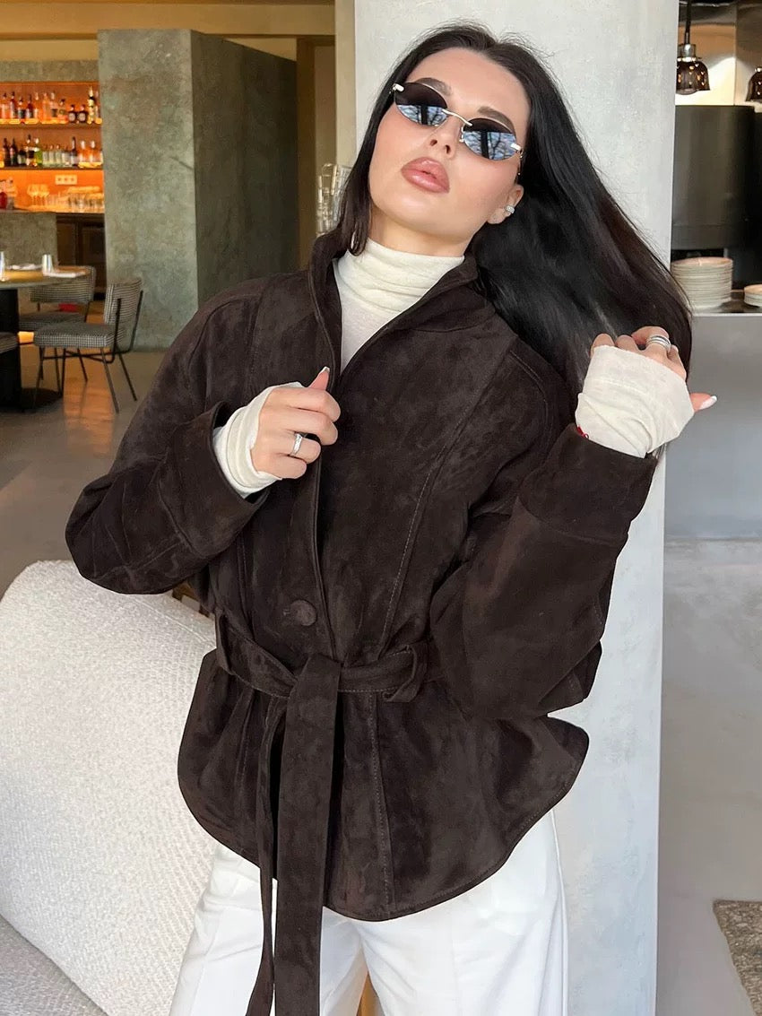 MUUNE SUEDE KURZE BLAZER JACKE