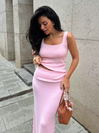 Santorini Crop Knit Set – Bequemes Set mit Crop-Top und Hose