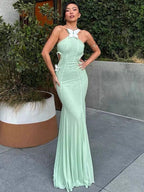 Versailles Gala Gown – Langes Fit & Flare Kleid in Pastellblau