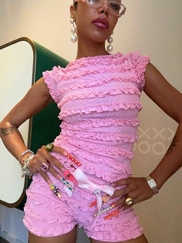 Tulum Safari Set – Zweiteiler mit Top und Shorts in Khaki-Grün