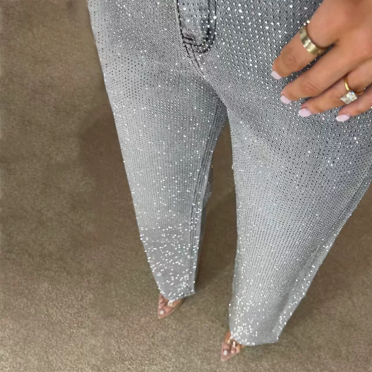 Monaco Diamond Jeans – Straight Fit mit Kristall-Details