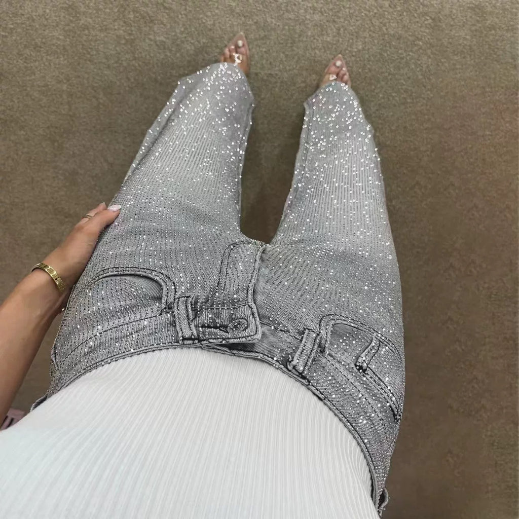 Monaco Diamond Jeans – Straight Fit mit Kristall-Details