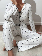 Marseille Floral Set – Weicher Pyjama in Herz-Optik