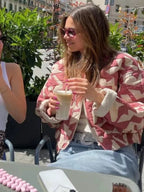 Aspen Oversize Shacket – Gesteppte Hemdjacke im rot-weißen Karo-Muster