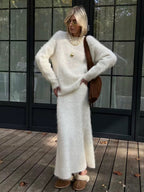 Toscana Ribbed Set – Zweiteiler mit Wickel-Optik und Midi-Rock