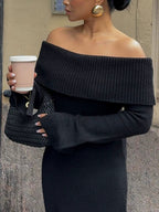 Oslo Turtleneck Knit – Midikleid mit hohem Kragen und Strick-Struktur