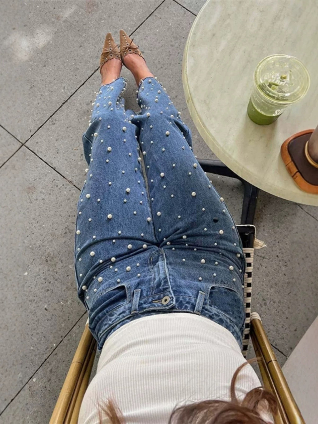 Glitter Highwaist Fit Denim – Klassische, figurbetonte Jeans in Blau