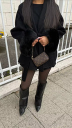 ROM FUR COAT - SCHWARZ MIT FELL ÄRMEL